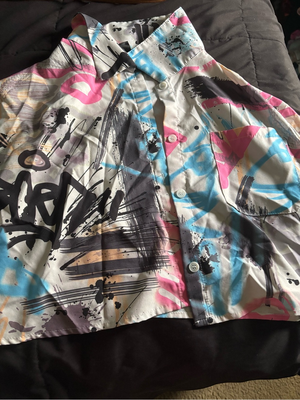 Abstract Print Women’s shirt in Whitey, Pink, Blue